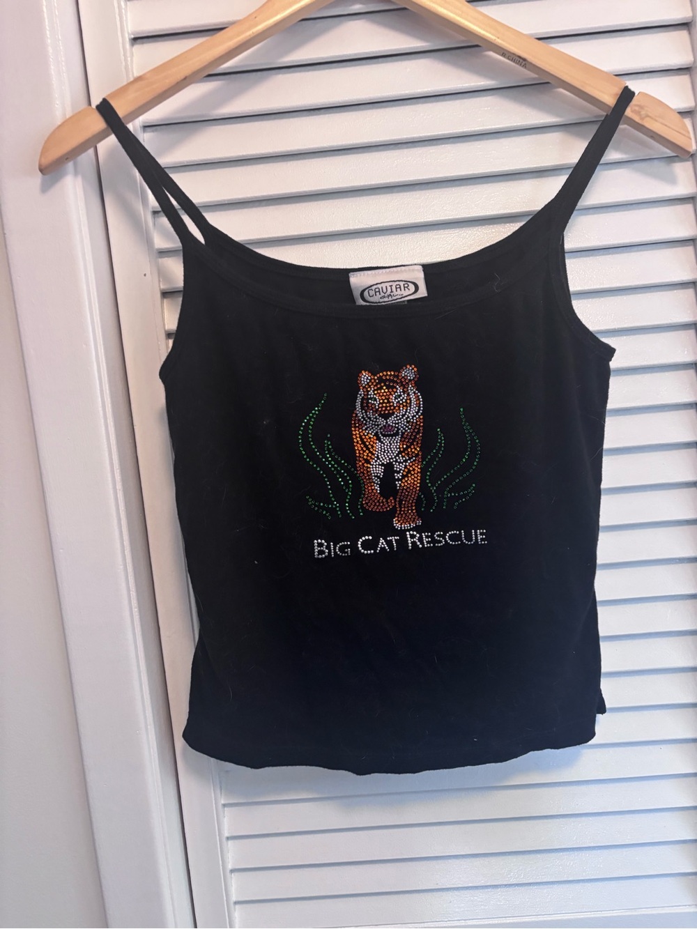Caviar Black Rhinestone Tiger Camisole - Big Cat Rescue